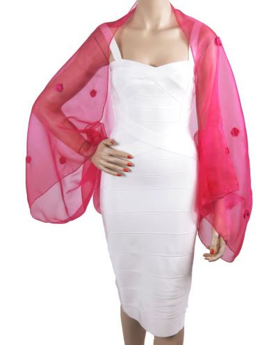 Hardroze organza bolero stola met roosjes