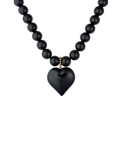 Statement kralenketting met hart in zwart