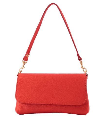 Lederen clutch in helderrood