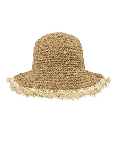 Camel strohoedje met elegante randafwerking