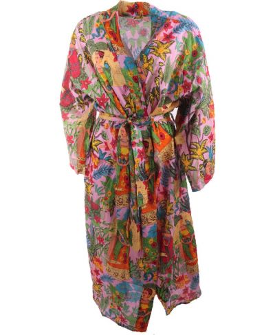 Lange lila katoenen kimono met Frida Kahlo print