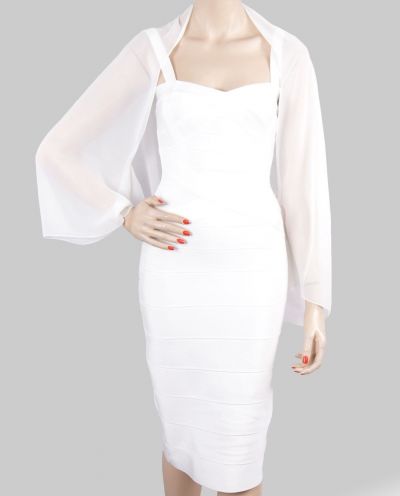 Korte effen ivoorkleurige crêpe voile bolero stola