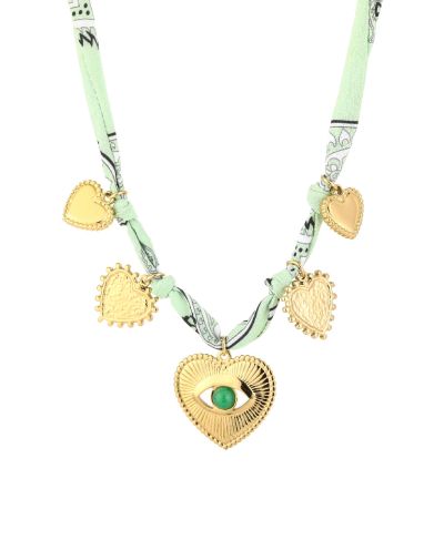 Bandana gevlochten ketting met hartjes