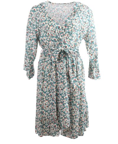 Jadegroen jurkje met floral print