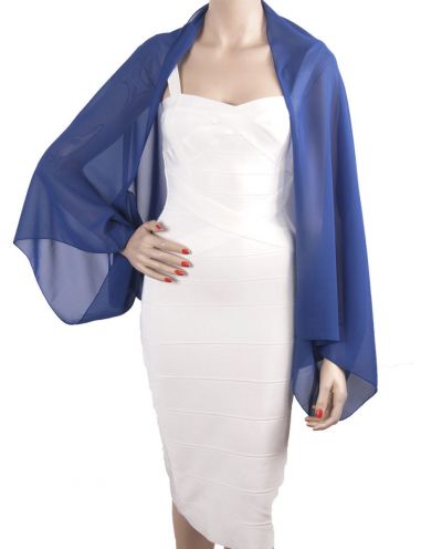 Jeansblauwe bolero stola van crêpe voile