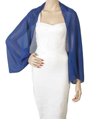 Korte jeansblauwe bolero stola van crêpe voile