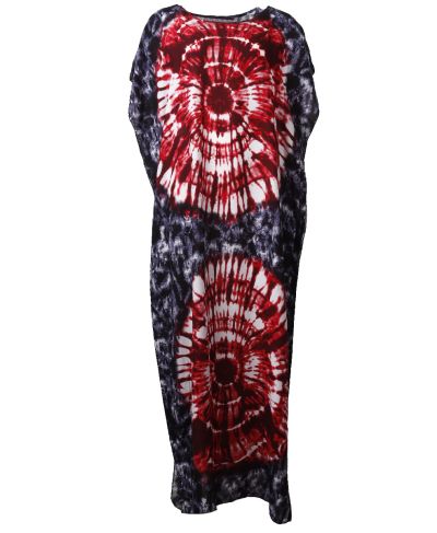 Koeldragende lange kaftan met batikprint 