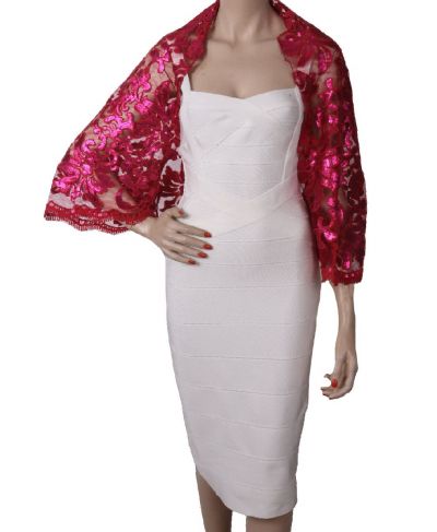 Hardroze bolero stola met driekwart mouwen 