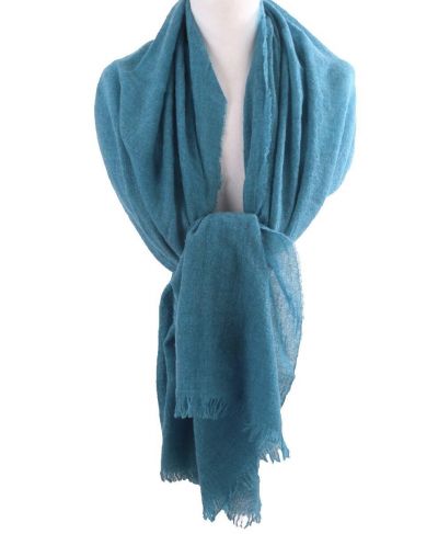 Donker-turquoise stola/sjaal van 100% kasjmier