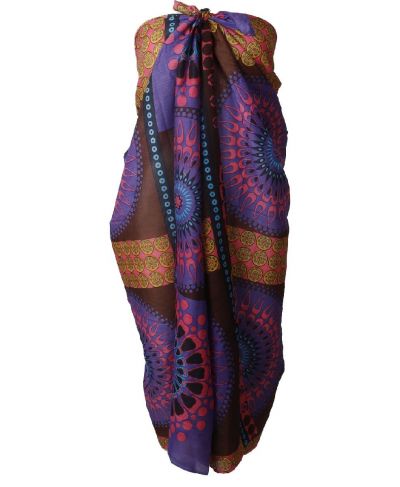 Kate sarong in donkerbruin met ornamentprint