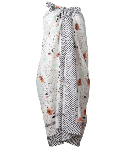 Katoenen sarong met illustrated bloemenprint