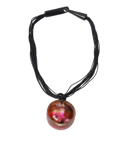 Ketting met roze-beige houten hanger