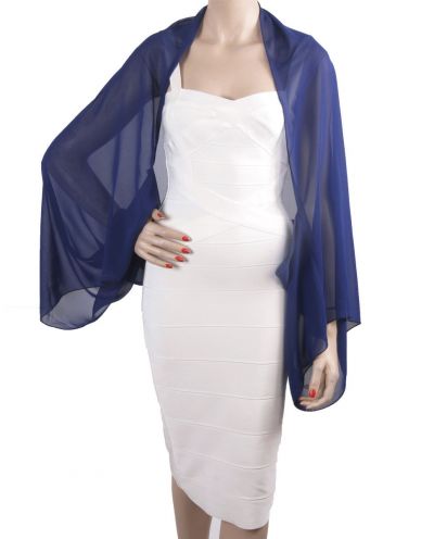 Bolero stola van effen kobaltblauwe crêpe voile