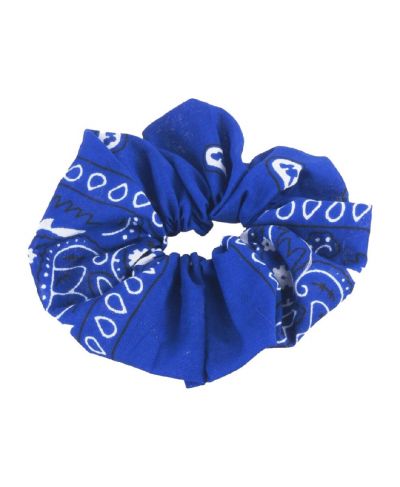 Kobaltblauwe boerenzakdoek scrunchie