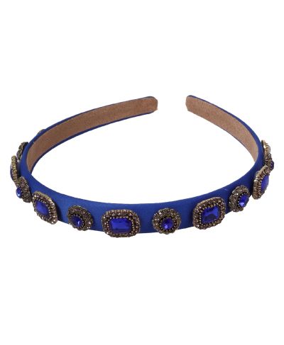 Kobaltblauwe diadeem met strass-steentjes