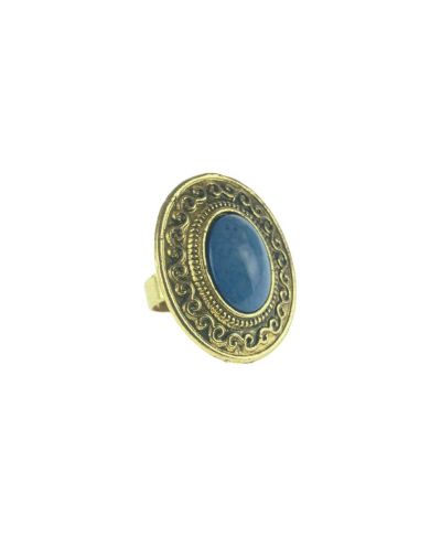 koperen ring met blauwe steen