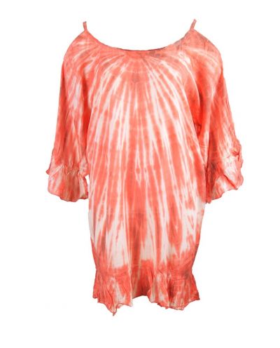 Cold-shoulder tuniek in koraalroze