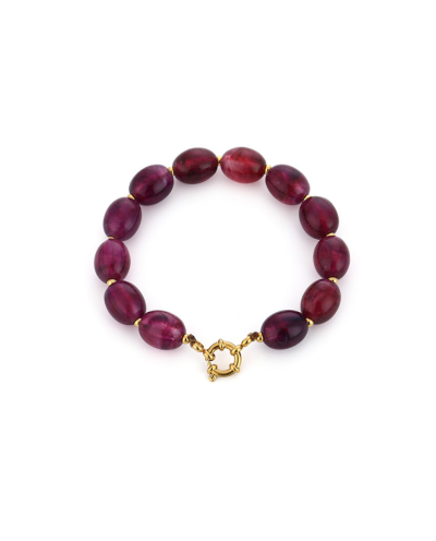 Kralenarmband met natuursteenlook en gouden details