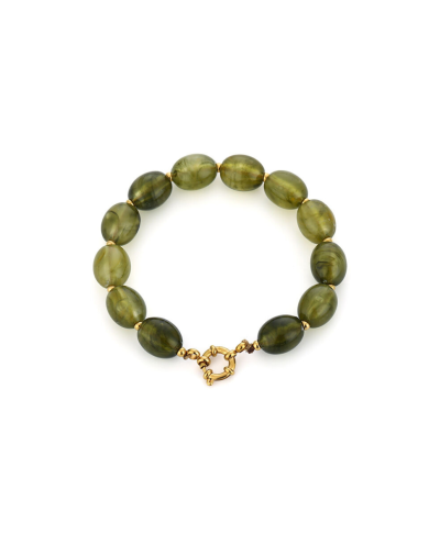 Kralenarmband met natuursteenlook en gouden details