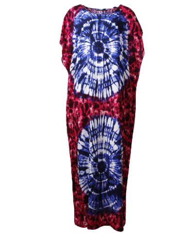Koeldragende lange kaftan met batikprint 