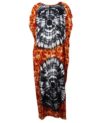 Koeldragende lange kaftan met batikprint 