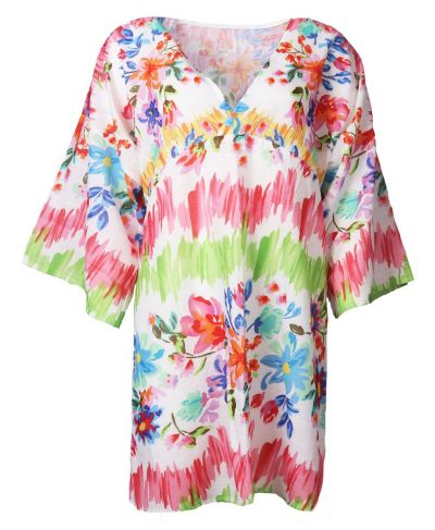 Lange tuniek met kleurrijke bloemenprint
