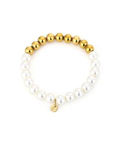 Lauri- parel armbandje met gouden kralen