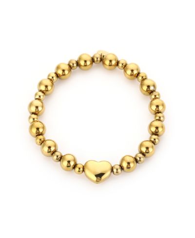 Lauri – Armband met gouden bolletjes en hartje