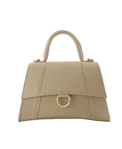 Lederen handtas in taupe