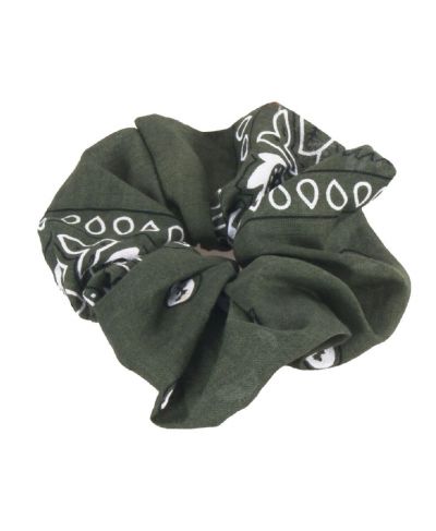 Legergroene boerenzakdoek scrunchie