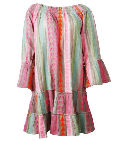 Leila off-shoulder jurkje met aztekenmotief