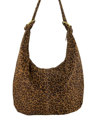 Suède shopper tas met luipaardprint