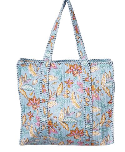 Gewatteerde shopper met geïllustreerde bloemenprint