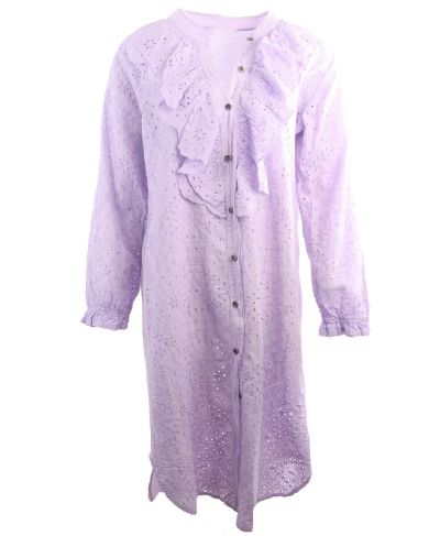 Broderie jurk met ruches in lila
