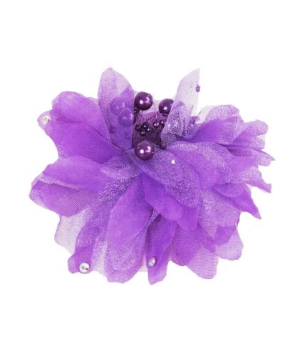 Lila organza haarspeld met parels
