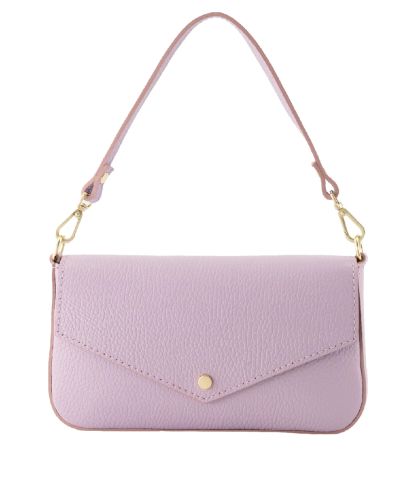 Leren envelop clutch in de kleur lila