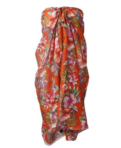 Lima pareo in oranje met vlinder en bloemenprint