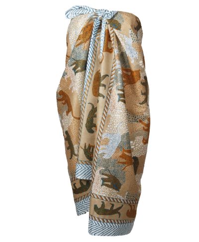 Liz sarong met luipaard print in beige