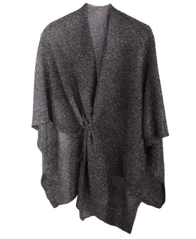 Zwart en zilveren lurex omslagdoek met lus