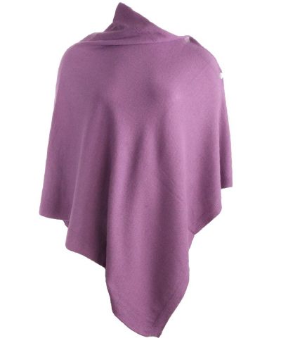 Mauve kasjmier-blend poncho met knopen