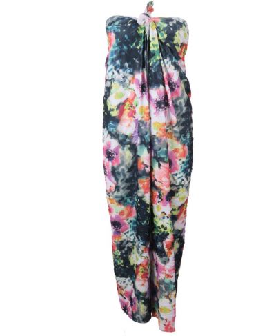 Mesh pareo met grafische bloemenprint