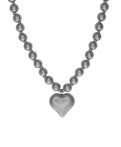 Metallic kralenketting met hart bedel 