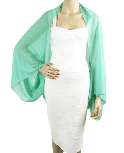 Mintgroene bolero stola van crêpe voile