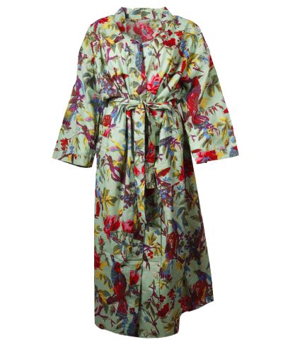 Kimono met bloemen- en vogelprint