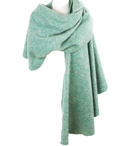 Mintgroene flausch wollen omslagdoek/cape