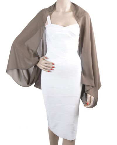 Effen taupe kleurige crêpe voile bolero stola