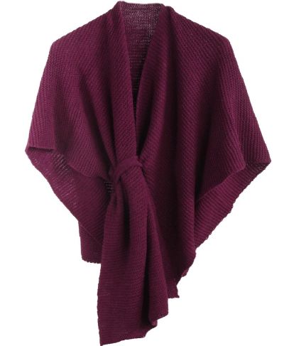  Alpaca-blend omslagdoek in framboos paars met lus