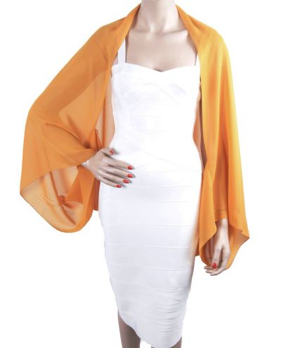 Okergele bolero stola van crêpe voile