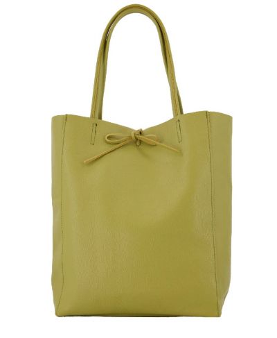 Lederen shopper in olijfgroen