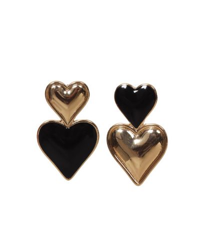 Hartjes oorbellen in goud en zwart